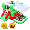 Inflatable Bounce House, Christmas Themed Kids Inflatable Castle w/Slide, Trampoline, Round Ball Pit Pool, Aged 3-10 Years Old (with Blower) - 2 of 4