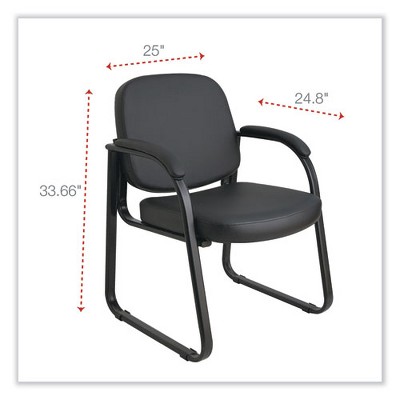 Sleek Black Fabric Half-Back Guest Chair with Metal Sled Base