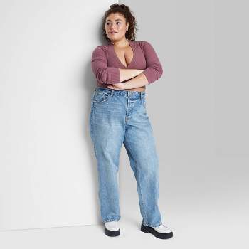 Women's High-Rise Curvy Straight Jeans - Wild Fable™ Medium Wash