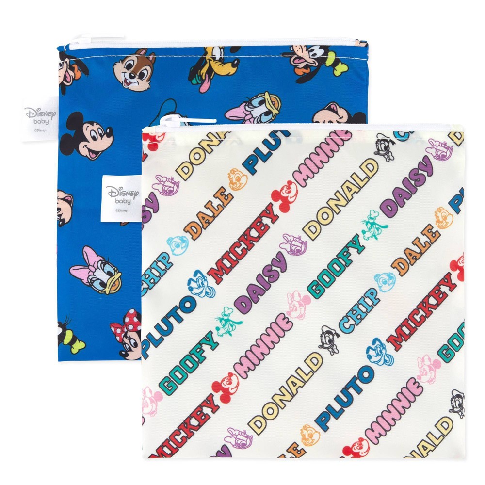 Photos - Baby Food Disney Reusable Large Snack Bags - Mickey and Friends - 2pk 