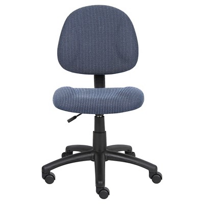 Ergonomic Blue Fabric Armless Swivel Task Chair