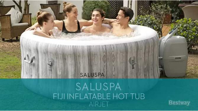 Bestway SaluSpa Fiji AirJet Inflatable Hot Tub Round Portable Outdoor Spa and EnergySense Energy Saving Cover, 2 of 10, play video