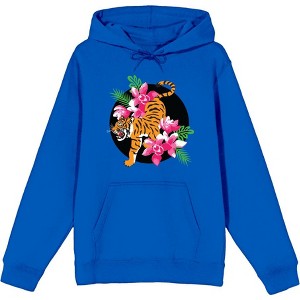 Natural World Tiger & Flowers Adult Long Sleeve Hoodie - 1 of 2
