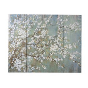 A&B Home 18.5"x59" Set of 4 Saison White Cherry Blossom Canvas Wall Arts Blue/White/Brown : Modern Decor, Botanical Theme - 1 of 4