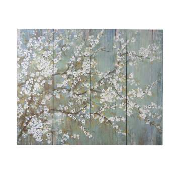 18.5"x59" Set of 4 Saison White Cherry Blossom Canvas Wall Arts Blue/White/Brown - A&B Home