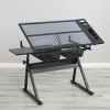Standing Desk Modern with Adjustable Glass Top and Metal Drawers for Home Studio 39in Wide-3irtyhousy - 3 of 4