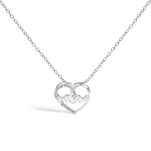 Haus of Brilliance Silver Diamond Accent MOM Heart Pendant Necklace - 1 of 4