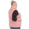 Plus Size Zip up High Pile Fleece vest -White Mark - 3 of 4