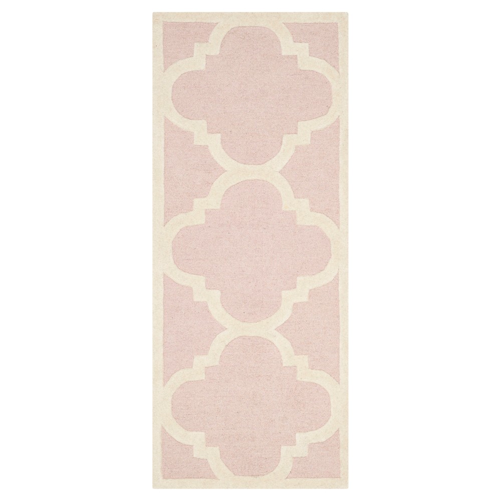 2'6inx6' Runner Landon Teture Wool Rug Light Pink/Ivory - Safavieh