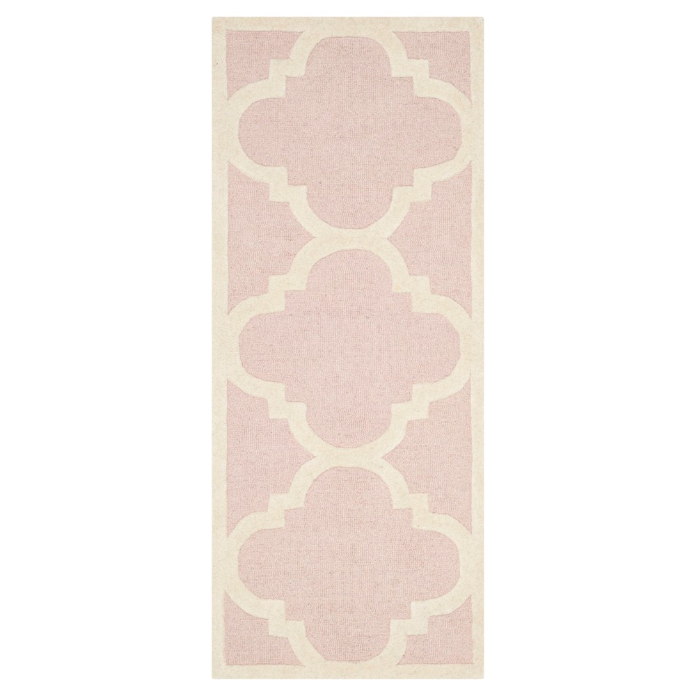 2'6inx6' Runner Landon Teture Wool Rug Light Pink/Ivory - Safavieh