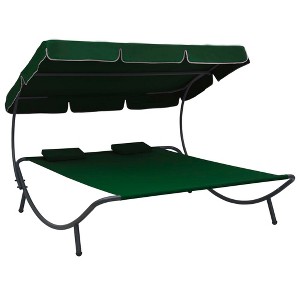 VidaXL Patio Lounge Bed with Canopy and Pillows Green - 1 of 4
