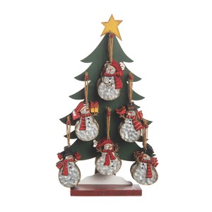 Transpac Plywood Snowman Ornaments w/Tree Display Set of 48 Home Decorations Christmas - 1 of 1