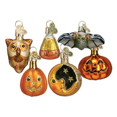 Old World Christmas 2.0 Inch Miniature Halloween Assortment Spooky Tree Ornament Sets