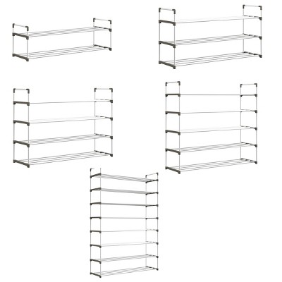 White 2-Tier Plastic Shoe Rack for 10 Pairs