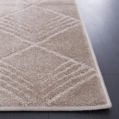 Beige Rectangular Hand-knotted Synthetic Area Rug