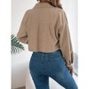 Womens Casual Jackets Corduroy Cropped Shacket Fashion Textured Trendy Crop Boxy Coats Faux Pockets Fall Winter Button Down Coats - 2 of 4