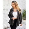 Women's Polar Fleece Shirt Jacket, Button - Down Long - Sleeve Coat with Chest Pockets, Casual Fall & Winter Outerwear - 4 of 4