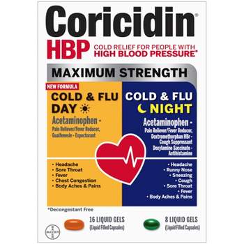 Coricidin High Blood Pressure Max Strength Multi-Symptom Day and Night Softgels - 24ct