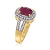 Ross-Simons 1.60 Carat Ruby and .30 ct. t.w. Diamond Halo Ring in 18kt Gold Over Sterling - 3 of 4