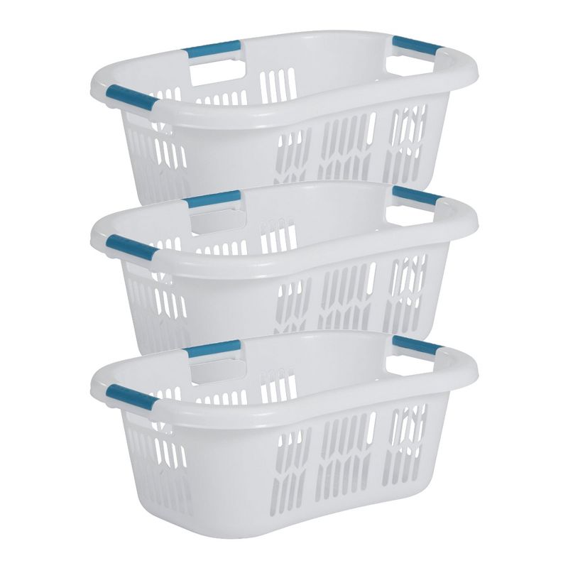 Rubbermaid 2.1-Bushel Small Hip-Hugger Portable Plastic Laundry Basket with Grab-Through Handles, White, 1 of 7