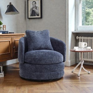 Mshliw Swivel Accent Chair with 360° Rotation, Single Sofa, Chenille Upholstery, Ergonomic Armrests, Soft Cushion and Included Pillow - 1 of 4