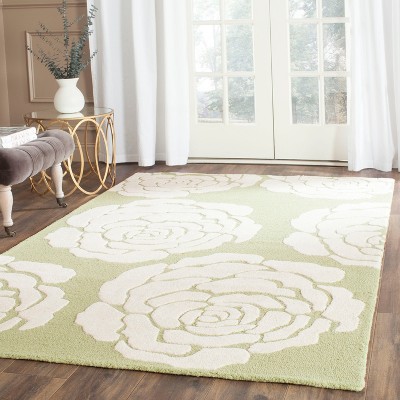 Hand-Tufted Lime & Ivory Wool Rectangular Rug 5' x 8'