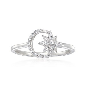 RS Pure by Ross-Simons 0.10 ct. t.w. Diamond Moon and Star Ring in Sterling Silver - 1 of 4