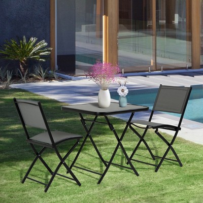 Folding Bistro Set Outdoor Garden Patio Bar Dining Table and Chair Furniture Set 