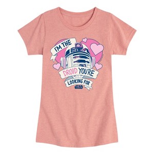 Girls' - Star Wars - Valentine Droid Youre Looking For -Toddler And Youth Girls Fitted Short Sleeve Graphic T-Shirt Fitted Short Sleeve Graphic T-Shirt - 1 of 4