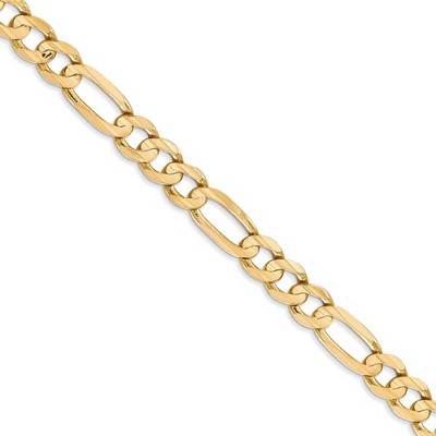 Black Bow Jewelry Men's 6mm 10K Yellow Gold Solid Concave Figaro Chain Necklace