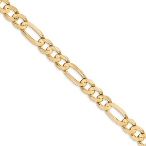 Black Bow Jewelry Men's 6mm 10K Yellow Gold Solid Concave Figaro Chain Necklace - 1 of 4