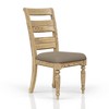 Ladder Back Side Chair Set of 2, Caramel Finish with Taupe Upholstered Seat, Rustic Farmhouse Dining Chairs - 2 of 4