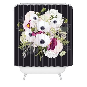 Antoinette Night Shower Curtain Black - Deny Designs: Floral Pattern, Microfiber, Machine Washable - 1 of 4