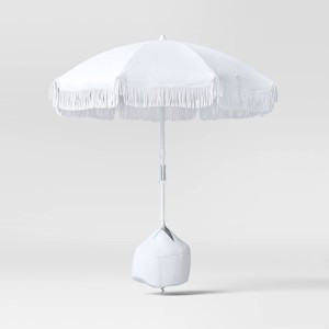 6' Outdoor Patio Beach Umbrella with Fringe - Sun Squad™ - 1 of 4