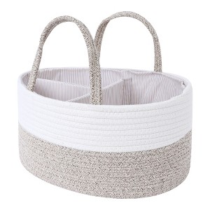 Unique Bargains Handcrafted Odorless Cotton Rope Storage Basket with Handles and Divider 1 Pack - 1 of 4
