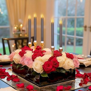 Flameless Gray Taper Candles Flickering with 10-Key Remote, LED Warm 3D Wick Light Window Candles Real Wax Pack of 6, Christmas Home Wedding Decor - 1 of 4