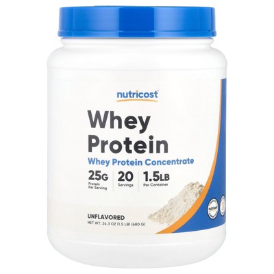 Nutricost Whey Protein Concentrate, Unflavored, 1.5 lb (680 g)