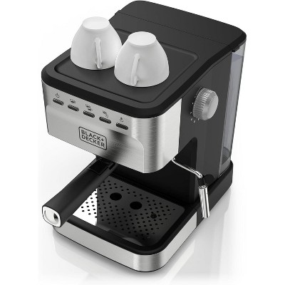 Black+Decker Semi-Automatic 15 Bar Espresso and Cappuccino Maker, Versatile with Ability to use Grounds or ESE Pods to Make Your Perfect Cup of Coffee