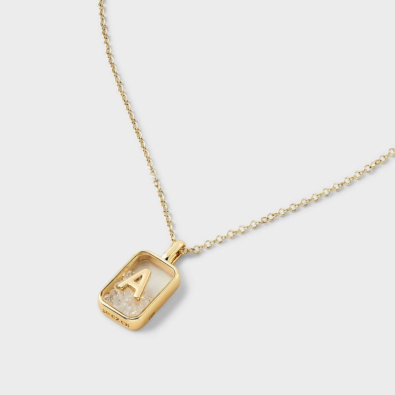 14k Gold Dipped Cubic Zirconia Pierced Initial Shaker Necklace - A New Day™ Gold, 4 of 5