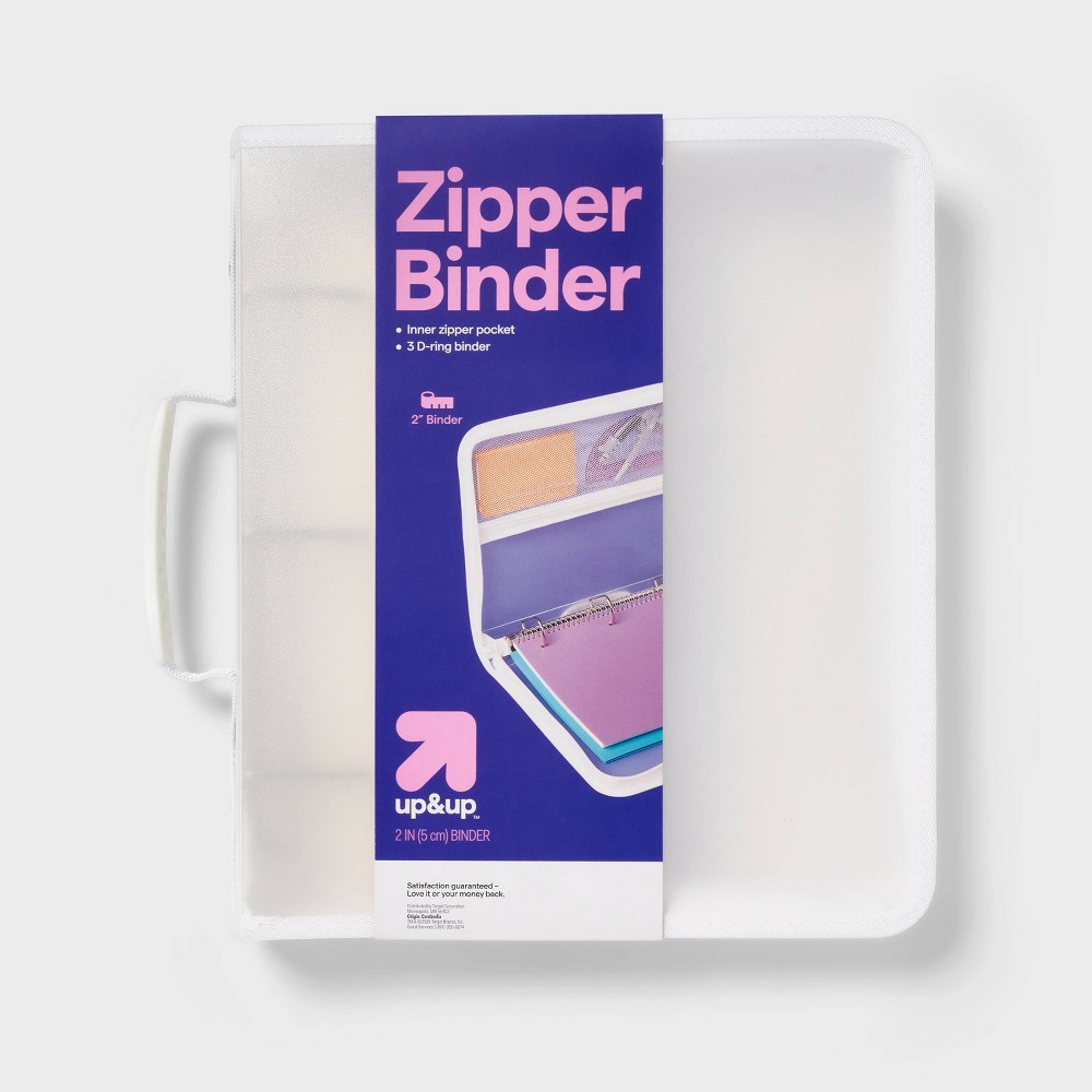 2" Fashion Zip Ring Binder Clear - up&up™