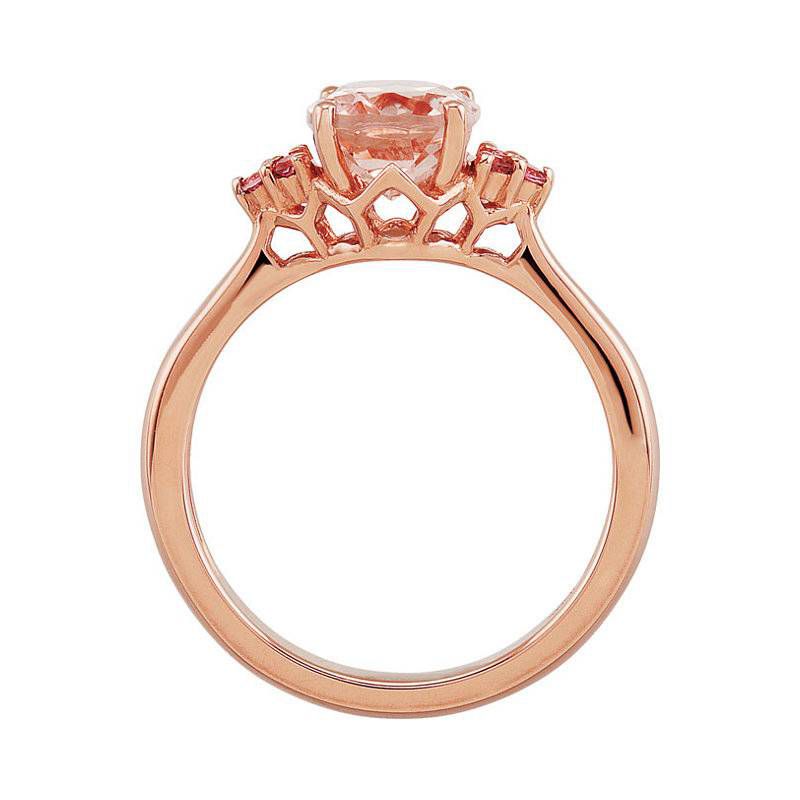Pompeii3 2ct Morganite & Pink Sapphire Vintage Ring 14K Rose Gold, 2 of 4