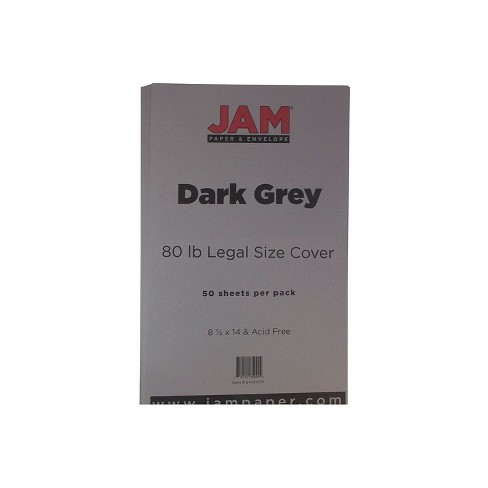 Jam Paper Matte Legal Cardstock, 8.5 x 14, 80lb Dark Gray, 50 Sheets/Pack, Grey