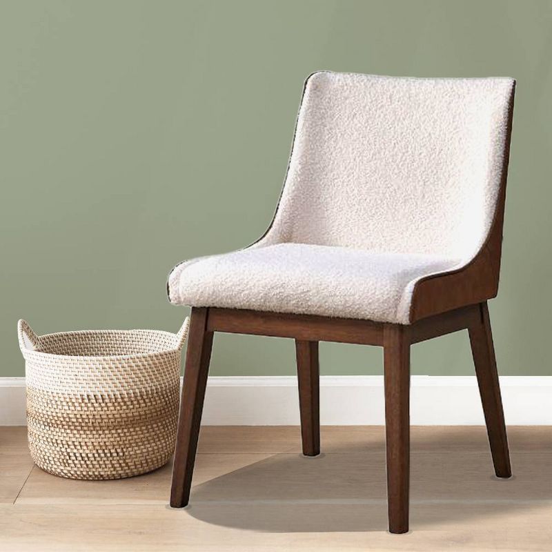 21.26&#34; Ginny Dining Chair White Boucle, Brown Velvet &#38; Walnut Finish - Acme Furniture, 1 of 8