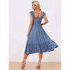 INSPIRE CHIC Women's Boho Square Neck Ruffle Trim Flowy Smocked Midi Sundresses - 3 of 4