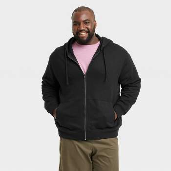 Men's Cotton Fleece Hooded Sweatshirt - All In Motion™ Black Onyx S