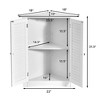 Costway Corner Storage Cabinet Freestanding Floor Cabinet Bathroom w/ Shutter Door White - 2 of 4