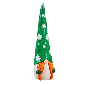 Evergreen 13"H Ceramic St. Patrick's Gnome Garden Statuary, Lady Gnome - 1 of 1