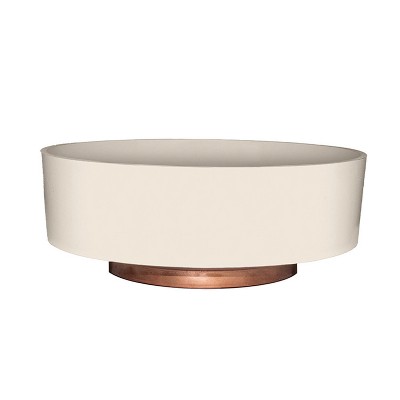 The HC Companies 6 Inch Round Plastic Capri Bowl Decorative Indoor Flower Succulent Planter Pot with Drain Plug Hole, Vanilla Bisque