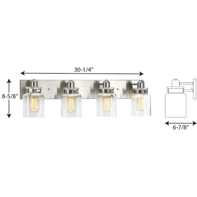 Calhoun Nickel 4-Light Clear Glass Vanity Light