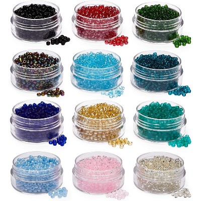 Bright Creations 7000 Pieces Glass Seed Beads for DIY Jewelry Making Supplies (12 Colors, 0.12 in)